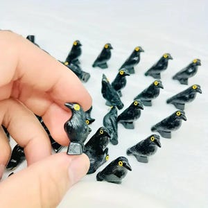 10 Stück Mini Black Crow Figuren: Harz Vogel Miniaturen für Kunsthandwerk, Feengarten, Diorama