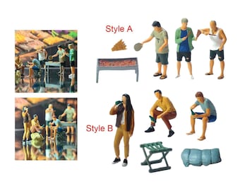5 pcs Miniature BBQ Barbecue Scene People Figure 1:64 Model S Scale Sand Table Layout Building Street Landscape Accessories Diorama Supplies