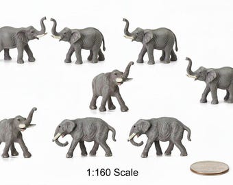 10pcs Miniature Elephant Figurines 1:160 Scale Animal Model, Scenery Craft Supplies