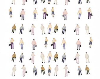100 figuras de personas en miniatura, maquetas a escala 1:100, suministros para dioramas ferroviarios HO.