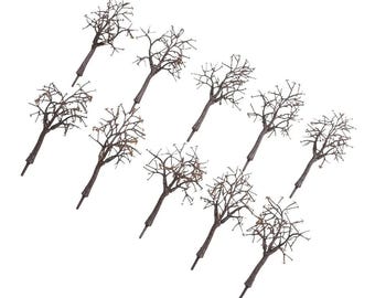 10pcs Miniature Bare Trees, 12cm Brown Plastic Winter Scenery Models