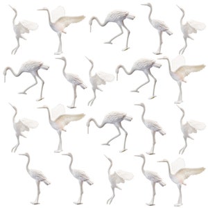 20 pcs Miniature White Crane Bird Animal Unpainted Figures 1:50 Models O Scale Garden Landscape Scenery Layout Accessories Diorama Supplies