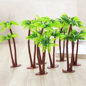 10 pcs  13cm Miniature Coconut Palm Tree Models Train Railway Accessories Forest Fairy Garden Landscape Terrarium Diorama Craft Supplies