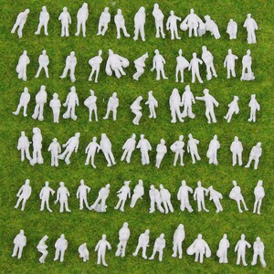 200 pcs Miniature Standing Seated Passenger People 1:200 Unpainted Figure Z Scale Model Railway Scenery Layout Accessories Diorama Supplies
