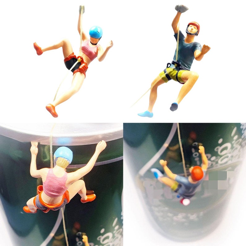 Miniature Rock Climber Sport climbing People Figure 1:87 Models Building Landscape Scene Accessories Diorama Supplies image 2