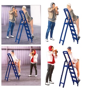 3 pcs Miniature Photography Ladder Scene People Figure 1:64 Model Sand Table Layout Building Street Landscape Accessories Diorama Supplies