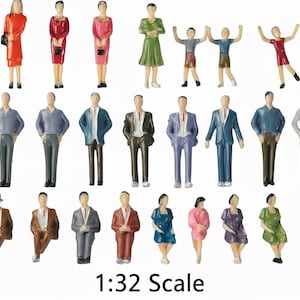 Figuras en miniatura de personas a escala 1:32, juego de figuras a escala O, suministros para dioramas de modelismo ferroviario (50 piezas)