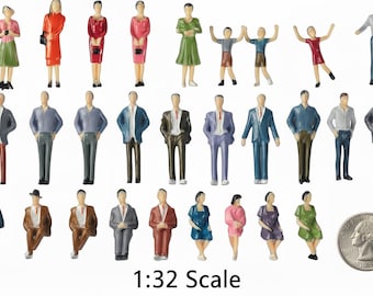 50 figuras en miniatura a escala 1:32, juego de figuras a escala O, suministros para dioramas de maquetas de ferrocarril.