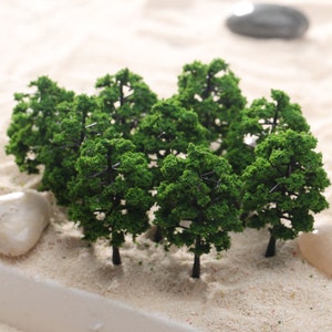 10 pcs Miniature Green Trees Models  Train Railway Accessories Forest Fairy Garden Landscape Terrarium Diorama Craft Supplies