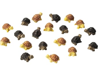 20 miniature di tartarughe in resina, decorazioni per casa delle bambole, accessori per terrari, materiali per diorami e giardini fatati.