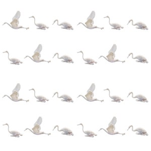 24 pcs Miniature White Crane Bird Animal Unpainted Figures 1:75 Models OO Scale Garden Landscape Scenery Layout Accessories Diorama Supplies