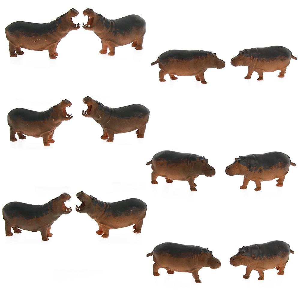 12 pcs Miniature Hippo Wild Animal 1:87 Figures HO Scale Models Toys Landscape Garden Scenery Layout Scene Accessories Diorama Supplies