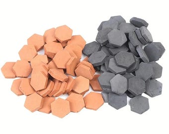 50pcs Mini Hexagon Ceramic Bricks for Dollhouse, Diorama & Terrain Building Supply, Miniature Tiles