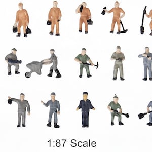 25pcs Miniature Railway Worker Figures, 1:87 HO Scale Model Train Diorama Supplies