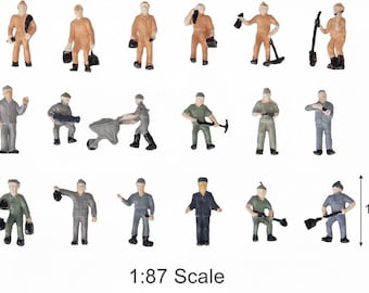 25 figuras en miniatura de trabajadores ferroviarios, suministros para dioramas de trenes a escala 1:87 HO
