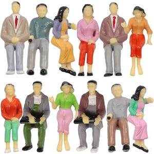 12 pcs Miniature All Seated Passenger Sitting People 1:25 Figure Model 6 Different Poses Railway Landscape Scenery Layout Diorama Supplies