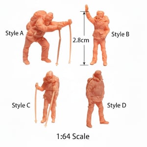 Unpainted Resin Miniature Climber Figure, 1:64 Scale Diorama Supply