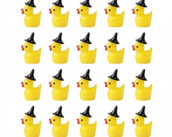 20pcs Mini Witch Hat Duck Miniatures Resin Terrarium Figurines Dollhouse DIY Craft Supplies