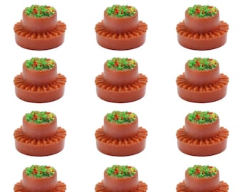12pcs Miniature Flower Bed - 1:150 Scale Dollhouse Garden Decor, Craft Supplies