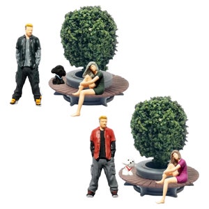 Miniature Street Garden Park Man Woman People Figure Set 1:64 Model Sand Table Scenery Building Landscape Accessories Toys Diorama Supplies
