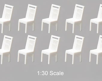 10pcs Miniature White Chairs, 1:30 Scale ABS Model Furniture