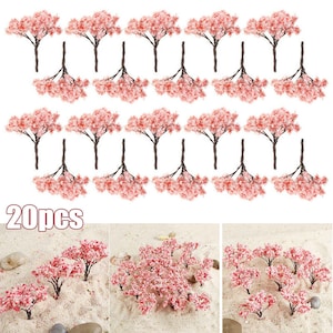 20 stks Miniatuur Sakura Kersenbloesem Boom Modellen Trein Spoorweg Accessoires Bos Sprookjestuin Landschap Terrarium Diorama Ambachtelijke Benodigdheden