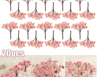 20 miniaturas de árboles de cerezo en flor (Sakura) para jardines de hadas, casas de muñecas y dioramas.