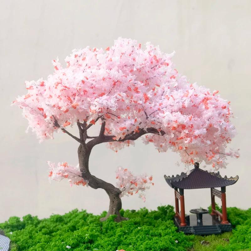Sakura Mini 10/15/20cm Miniature Sakura Cherry Blossom Wire Tree Model Dollhouse ...