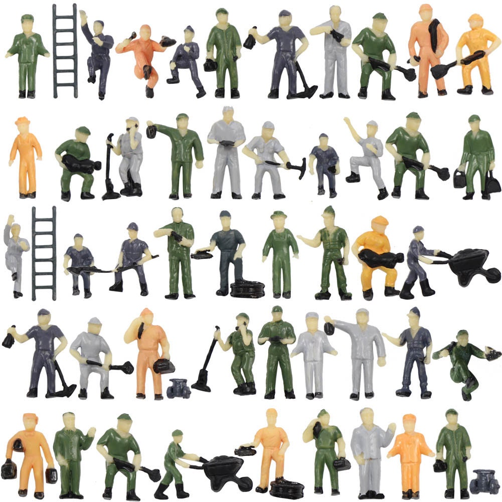 50pcs Miniature Engineer Workers 1:87 HO Scale Figures, Model Train ...