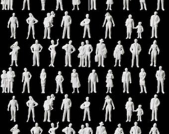 60pcs Unpainted Miniature People Figures 1:43 Scale for DIY Diorama, Model Railway Scenery