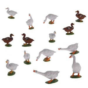 14 pcs Miniature Duck Goose Farm Animal 1:43 Figures O Scale Models Toys Landscape Garden Scenery Layout Scene Accessories Diorama Supplies