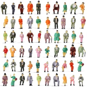 60 pcs Miniature All Seated Passenger Train Sitting People Figures 1:87 Ho Scale Models Toys Layout Scene Accessories Diorama Supplies