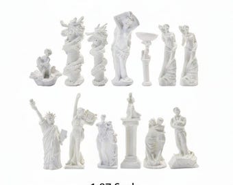 13pcs Unpainted Miniature Statue Set, 1:87 HO Scale Diorama Figures