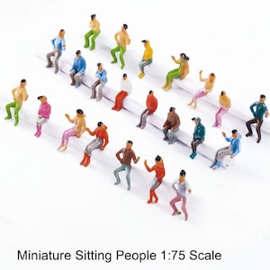 20pcs Miniature Sitting People Figures – 1:75 Scale Model Craft Supplies