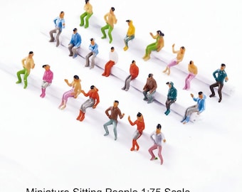 20 figuras en miniatura de personas sentadas – Material para maquetas a escala 1:75