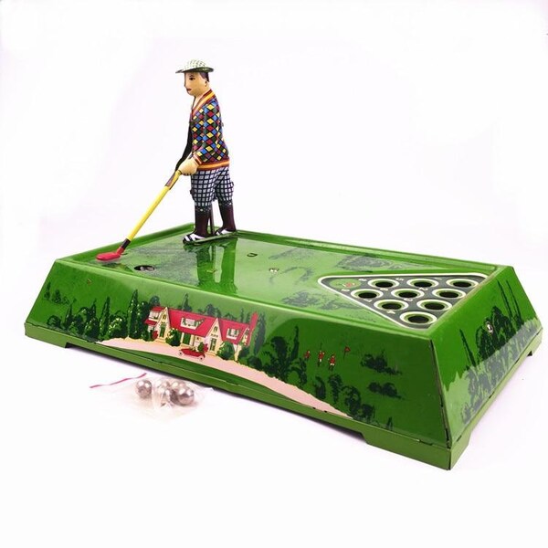 MS630 Vintage Spielen Golf Spiel Sport Spieler Retro Uhrwerk Wind Up Blechspielzeug Sammlerstück