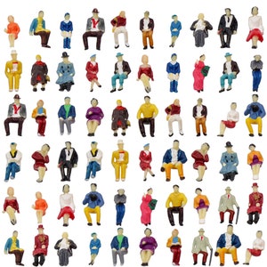 60 pcs Miniature All Seated Passenger Sitting People 1:87 Figures HO Scale 30 Poses Models Train Railway Scene Accessories Diorama Supplies