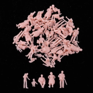 60 pcs Miniature Standing Seated Passenger People Unpainted Figure 1:87 Model HO Scale Railway Scene Layout Accessories Diorama Supplies