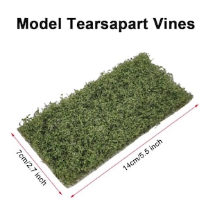 May include: A rectangular sheet of green Model Tearsapart Vines with a textured, foliage-like surface. The text 'Model Tearsapart Vines' is printed above. Red arrows indicate dimensions of 7 cm/2.7 inches by 14 cm/5.5 inches for the product.