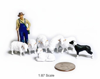 Miniature Farm Animal Figures HO Scale 1:87 Craft Supplies for Dioramas & Model Trains