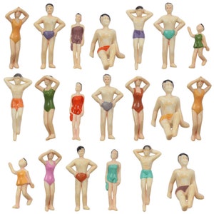 20 pcs Miniature Swimming People 1:43 Figure O Scale Models Beach Pool Landscape Layout Scenery Accessories Diorama Supplies