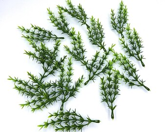 20pcs Artificial Green Pine Sprigs 12cm for Wreath Making, Miniature Landscaping, and DIY Crafts