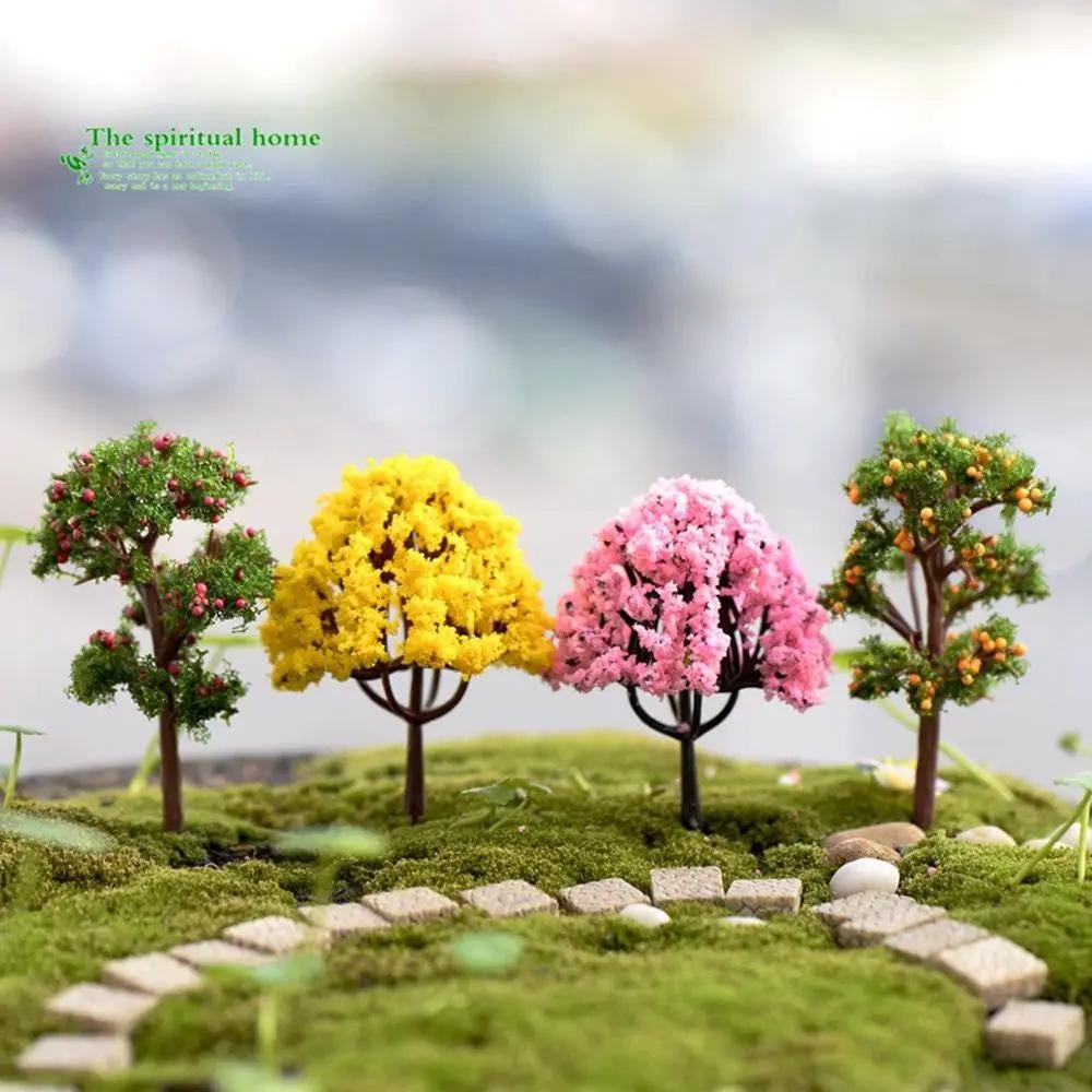 Tree Craft Model Miniature Flower Tree Models 4cm | Multi-color Plastic Trees | Model ...