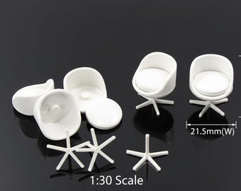 5pcs Miniature Office Chair Model Kit, 1:30 Scale, Unpainted Plastic Parts, Dollhouse Diorama