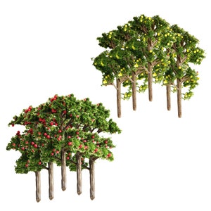 10 pcs Mixed Miniature Fruit Tree Models Railway Accessories Forest Fairy Garden Landscape Terrarium Diorama Craft Supplies