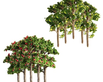 10 pcs Mixed Miniature Fruit Tree Models Railway Accessories Forest Fairy Garden Landscape Terrarium Diorama Craft Supplies