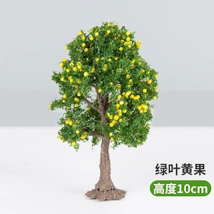 10/12/15 cm Miniature Giallo Frutta Albero Verde Modello Treno Ferroviario Accessori Giardino delle Fate Paesaggio Terrario Diorama Forniture Artigianali