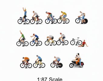 15 pezzi di ciclisti in miniatura, accessori per modellismo ferroviario in scala 1:87, diorami e scenari.