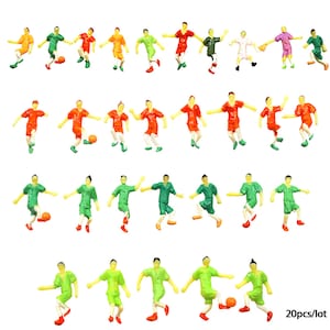 20 pcs Miniature Football Soccer Players Sports People Figure 1/75 1/50 Scale Models Football Game Scene Layout Accessories Diorama Supplies
