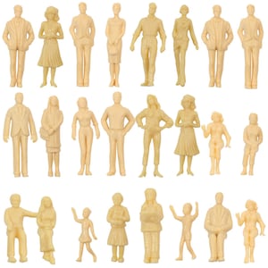 24 pcs Miniature Standing Passenger Seated People 1:25 Unpainted Figure G Scale Model Railway Scenery Layout Accessories Diorama Supplies